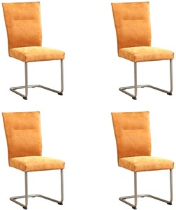 ShopX Leren eetkamerstoel retro, bruin leer, bruine keukenstoelen