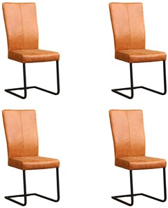 ShopX Leren eetkamerstoel dare, bruin leer, bruine keukenstoelen