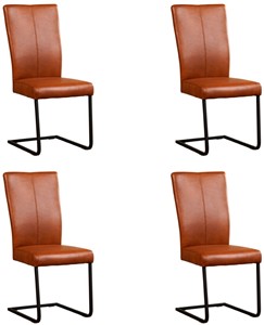 ShopX Leren eetkamerstoel dare, bruin leer, bruine keukenstoelen