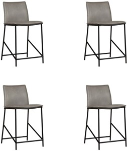 ShopX Leren barstoel favor laag, grijs leer, grijze keukenstoelen, grijs leer, grijze barkruk
