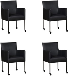 ShopX Leren eetkamerstoel desire, zwart leer, zwarte keukenstoelen