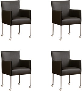 ShopX Leren eetkamerstoel more, grijs leer, grijze keukenstoelen