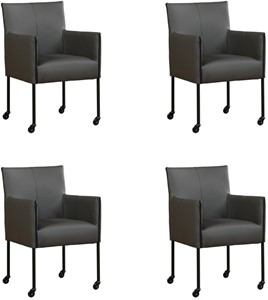 ShopX Leren eetkamerstoel more, grijs leer, grijze keukenstoelen