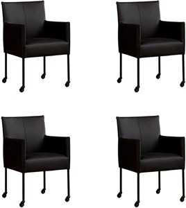 ShopX Leren eetkamerstoel more, zwart leer, zwarte keukenstoelen