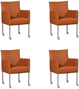 ShopX Leren eetkamerstoel desire, bruin leer, bruine keukenstoelen
