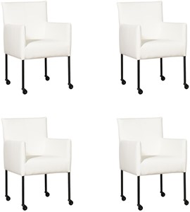 ShopX Leren eetkamerstoel desire, wit leer, witte keukenstoelen
