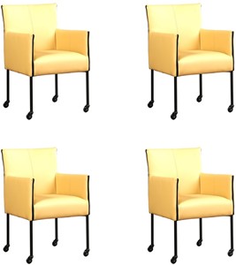 ShopX Leren eetkamerstoel more, geel leer, gele keukenstoelen