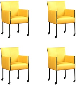 ShopX Leren eetkamerstoel more, geel leer, gele keukenstoelen
