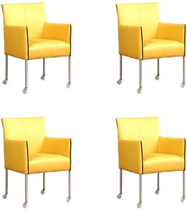 ShopX Leren eetkamerstoel more, geel leer, gele keukenstoelen