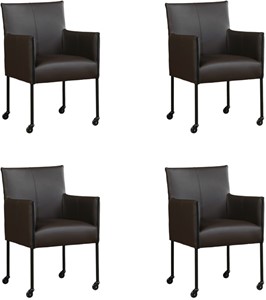 ShopX Leren eetkamerstoel more, bruin leer, bruine keukenstoelen