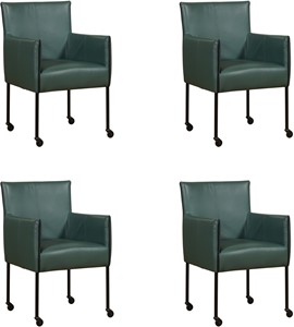 ShopX Leren eetkamerstoel more, groen leer, groene keukenstoelen