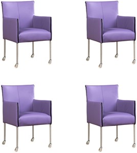 ShopX Leren eetkamerstoel more, paars leer, paarse keukenstoelen
