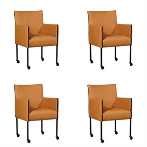 ShopX Leren eetkamerstoel more, bruin leer, bruine keukenstoelen