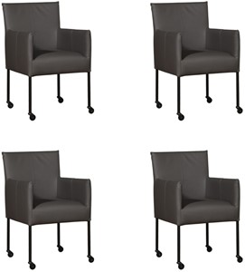 ShopX Leren eetkamerstoel desire, grijs leer, grijze keukenstoelen