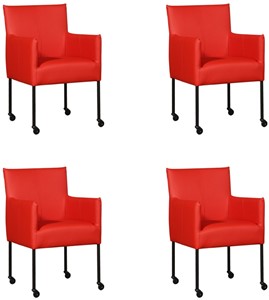 ShopX Leren eetkamerstoel desire, rood leer, rode keukenstoelen