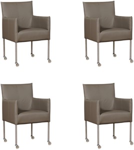 ShopX Leren eetkamerstoel desire, grijs leer, grijze keukenstoelen