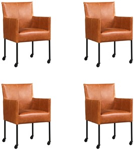 ShopX Leren eetkamerstoel desire, bruin leer, bruine keukenstoelen