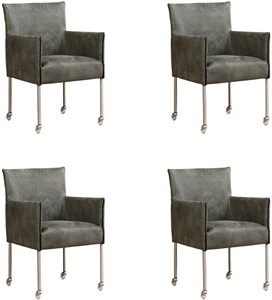 ShopX Leren eetkamerstoel more, grijs leer, grijze keukenstoelen