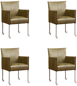 ShopX Leren eetkamerstoel more, groen leer, groene keukenstoelen