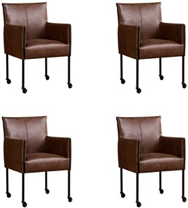 ShopX Leren eetkamerstoel more, bruin leer, bruine keukenstoelen