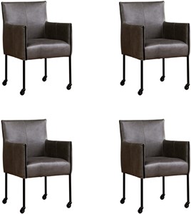 ShopX Leren eetkamerstoel more, grijs leer, grijze keukenstoelen