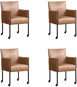 ShopX Leren eetkamerstoel more, bruin leer, bruine keukenstoelen