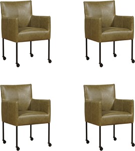 ShopX Leren eetkamerstoel desire, groen leer, groene keukenstoelen