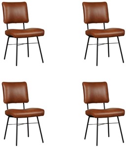 ShopX Leren eetkamerstoel solid, bruin leer, bruine keukenstoelen