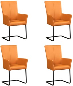 ShopX Leren eetkamerstoel dare met armleuning, bruin leer, bruine keukenstoelen
