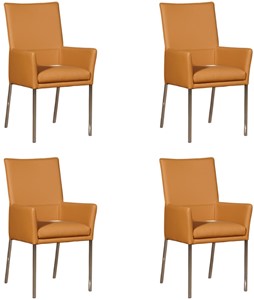 ShopX Leren eetkamerstoel royal met armleuning, bruin leer, bruine keukenstoelen