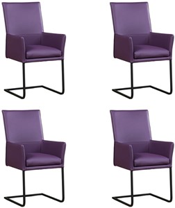 ShopX Leren eetkamerstoel ruler met armleuning, paars leer, paarse keukenstoelen