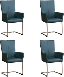 ShopX Leren eetkamerstoel dry met armleuning, blauw leer, blauwe keukenstoelen