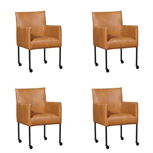 ShopX Leren eetkamerstoel desire, bruin leer, bruine keukenstoelen