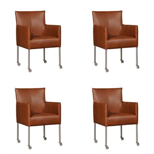 ShopX Leren eetkamerstoel desire, bruin leer, bruine keukenstoelen