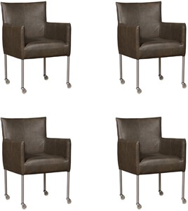 ShopX Leren eetkamerstoel desire, grijs leer, grijze keukenstoelen