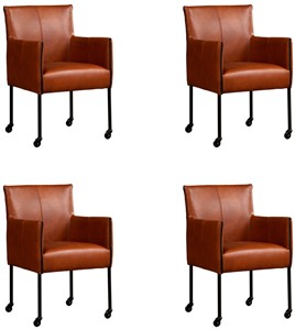 ShopX Leren eetkamerstoel more, bruin leer, bruine keukenstoelen