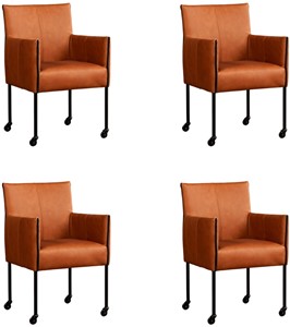 ShopX Leren eetkamerstoel more, bruin leer, bruine keukenstoelen