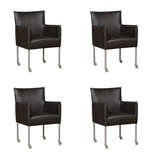 ShopX Leren eetkamerstoel desire, grijs leer, grijze keukenstoelen