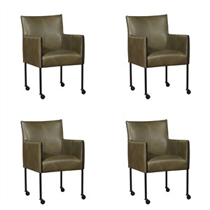 ShopX Leren eetkamerstoel desire, groen leer, groene keukenstoelen