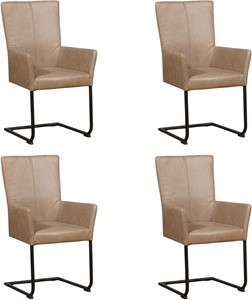 ShopX Leren eetkamerstoel dry met armleuning, bruin leer, bruine keukenstoelen