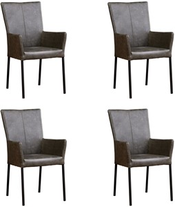 ShopX Leren eetkamerstoel daily met armleuning, grijs leer, grijze keukenstoelen