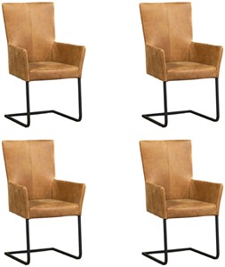 ShopX Leren eetkamerstoel dare met armleuning, bruin leer, bruine keukenstoelen
