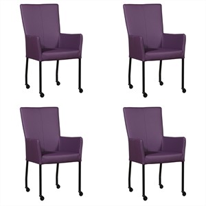 ShopX Leren eetkamerstoel deal met armleuning, paars leer, paarse keukenstoelen