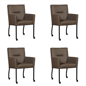 ShopX Leren eetkamerstoel lucky, bruin leer, bruine keukenstoelen