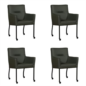 ShopX Leren eetkamerstoel lucky, groen leer, groene keukenstoelen