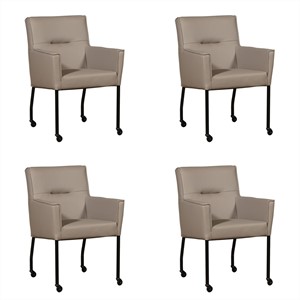 ShopX Leren eetkamerstoel lucky, bruin leer, bruine keukenstoelen
