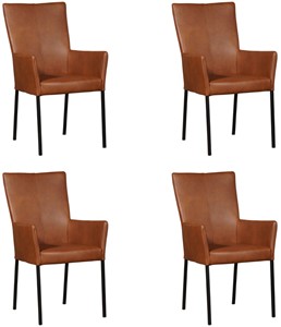 ShopX Leren eetkamerstoel daily met armleuning, bruin leer, bruine keukenstoelen