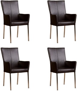 ShopX Leren eetkamerstoel daily met armleuning, bruin leer, bruine keukenstoelen