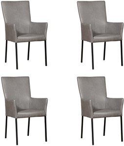 ShopX Leren eetkamerstoel daily met armleuning, grijs leer, grijze keukenstoelen