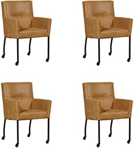 ShopX Leren eetkamerstoel lucky, bruin leer, bruine keukenstoelen
